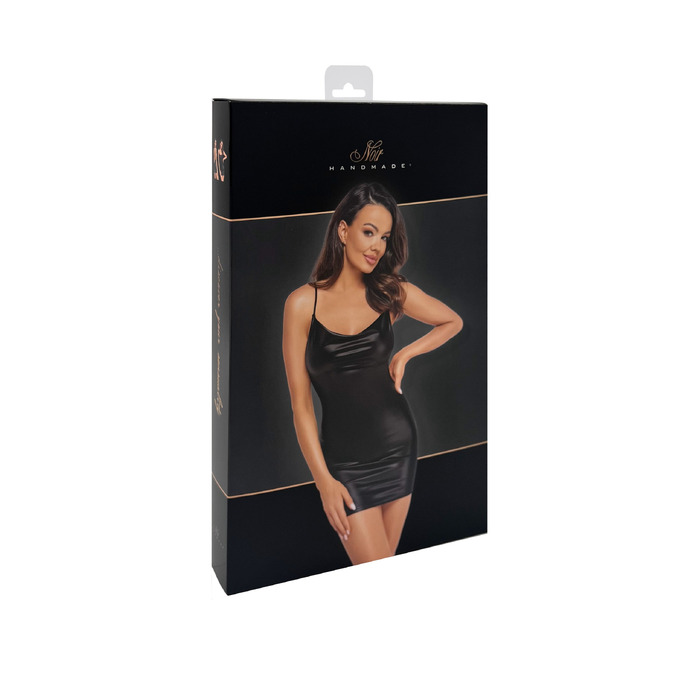 Платье винил, F307 Noir Handmade Mirage, с дорожкой страз по спине, черное, размер S