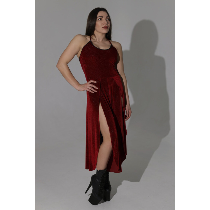 Комбінезон SPARKLING VELVET — Сяюче Вбрання для Руху в Pole Dance та Артистичному Танці - бордовий