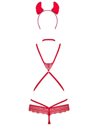 Костюм дияволиці Obsessive Evilia red L/XL 4 предмети