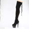 Сапоги Pleaser Adore-3063, каблук 7 дюймов, высота 6 см, эластичные сапоги до бедра, шнуровка сзади, молния сбоку, чёрные