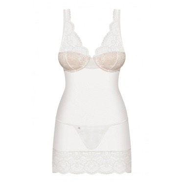 Сорочка эротическая с кружевом Obsessive Сhemise 853-CHE-2 белая