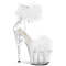 Босоножки Pleaser Adore-724F, каблук 7 дюймов, манжета на щиколотке из меха марабу PF 2 3/4 дюйма, молния сзади, белые