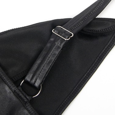 Платье из искусственной кожи и ремешками на руки и шею Star Night с трусиками, черный, М