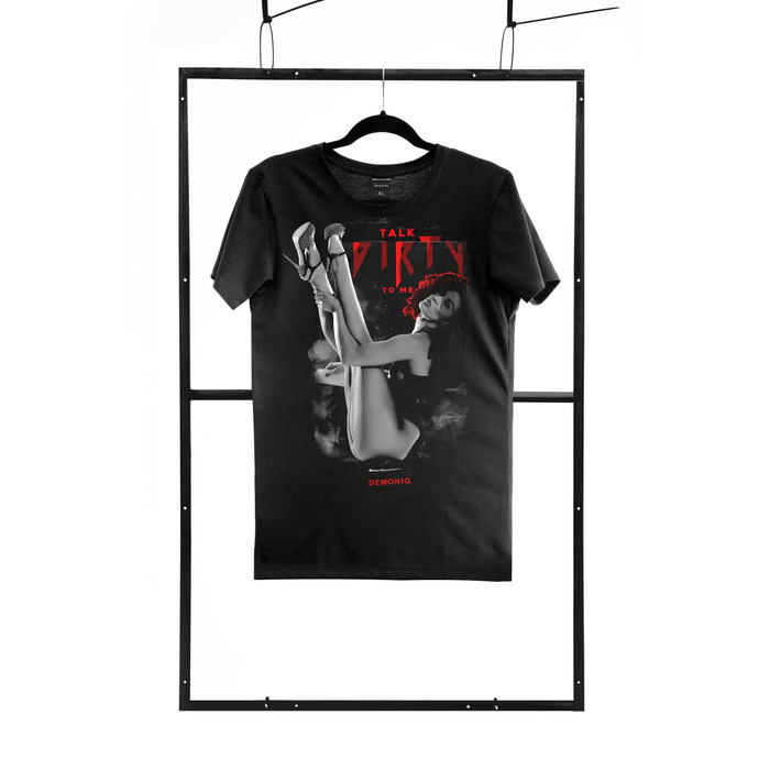 Чоловіча футболка з принтом Talk dirty to me Demoniq TSHRB009 чорна, M