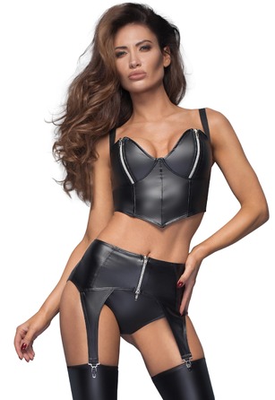 Пояс для чулков виниловый F166 Noir Handmade, черный, S