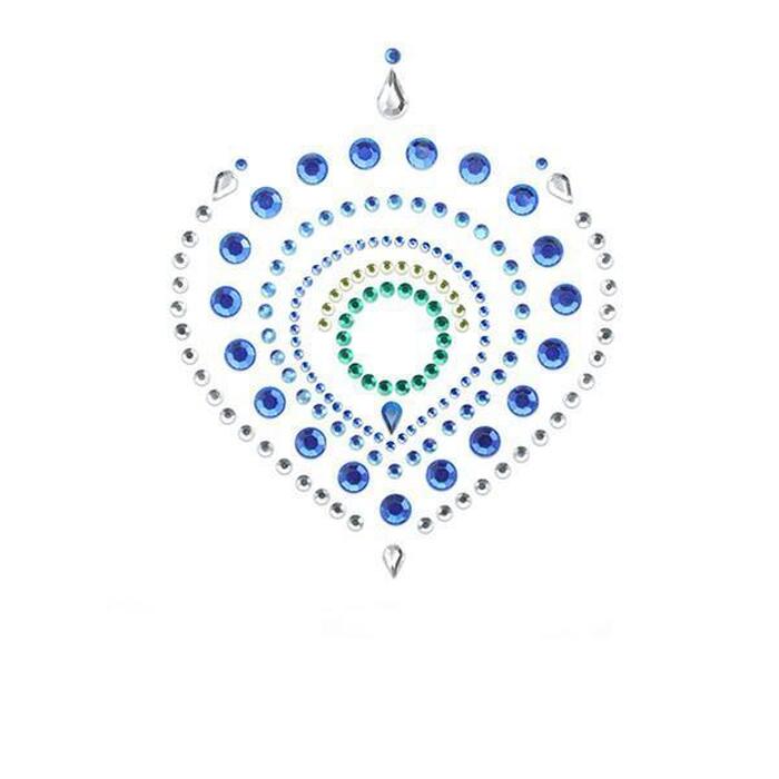 Прикраси для грудей та бікіні зі стразами Bijoux Indiscrets Flamboyant смарагдово-блакитний