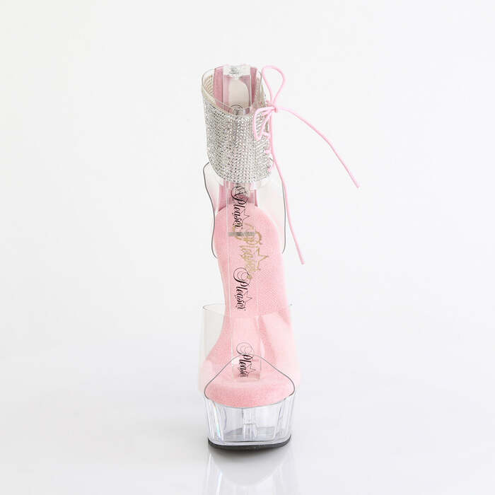 Босоніжки Delight-624RS *6 дюймів на підборах, 1 3/4 дюйма з манжетою на щиколотці PF RS, блискавка ззаду, світло-рожеві/прозорі