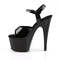 Босоніжки Pleaser Adore-709 на підборах 7 дюймів, чорні з ремінцем на щиколотці 2 3/4 дюйма