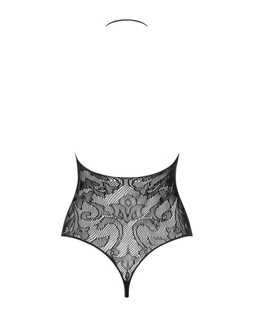 Боди с имитацией шнуровки и атласным бантиком Obsessive B119 черный, S/M/L