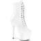 Чоботи Pleaser Adore-1020 на підборах 7 дюймів, черевики до щиколотки зі шнурівкою 2 3/4 дюйма, з блискавкою збоку, білі