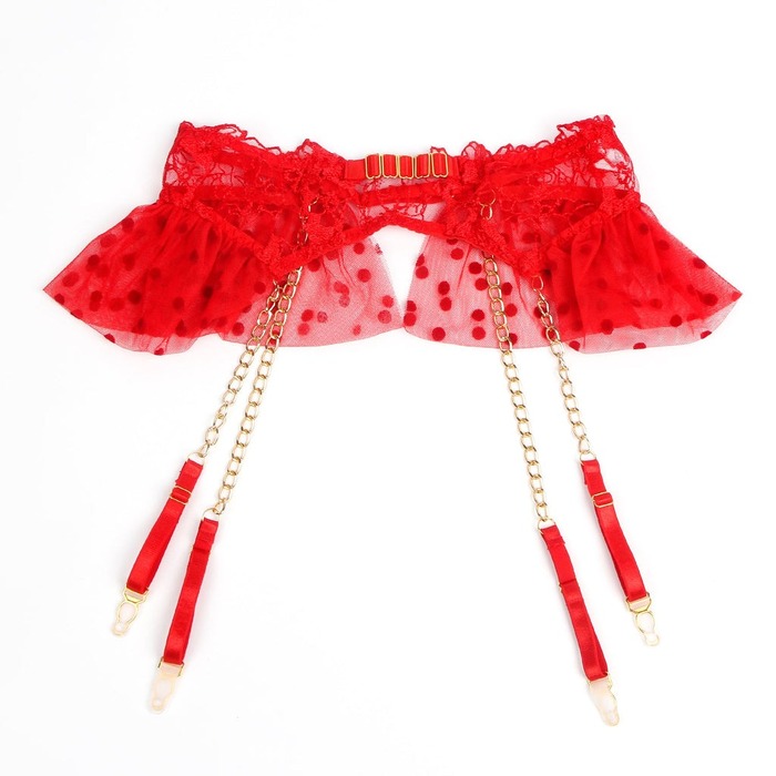 Красный сексуальный кружевной комплект белья Star Night 4 предмета, M (без коробки)
