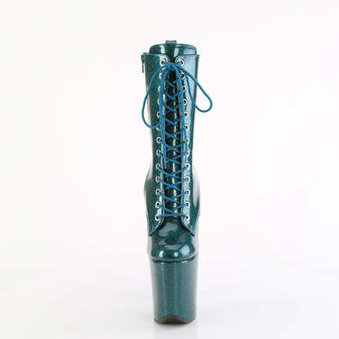 Ботинки Flamingo-1040GP, каблук 8 дюймов, 4-дюймовые PF-ботинки со шнуровкой спереди, боковая молния, бирюзовый цвет