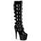 Чоботи Pleaser Adore-2043 на підборах 7 дюймів, чоботи до коліна 2 3/4 дюйма з пряжками, блискавка збоку, чорні