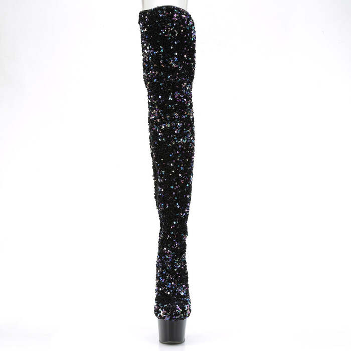 Чоботи Adore-3020 *7 дюймів на підборах, 2 3/4 дюйма з блискітками PF, чорні