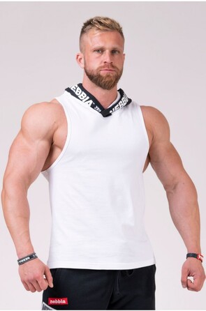 Майка с капюшоном NEBBIA NO EXCUSES Tank Top with a Hoodie 173 white