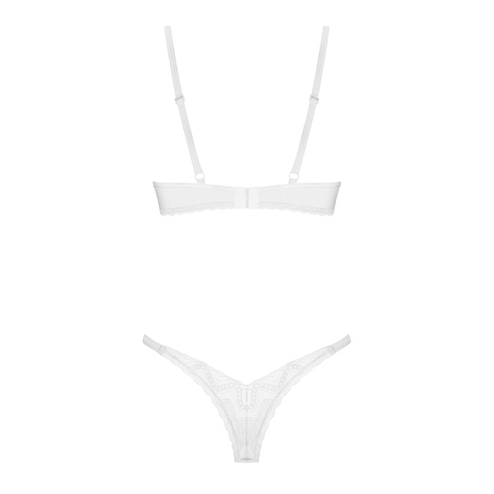 Комплект нижнего белья Obsessive Alissium из белого кружева, XS/S