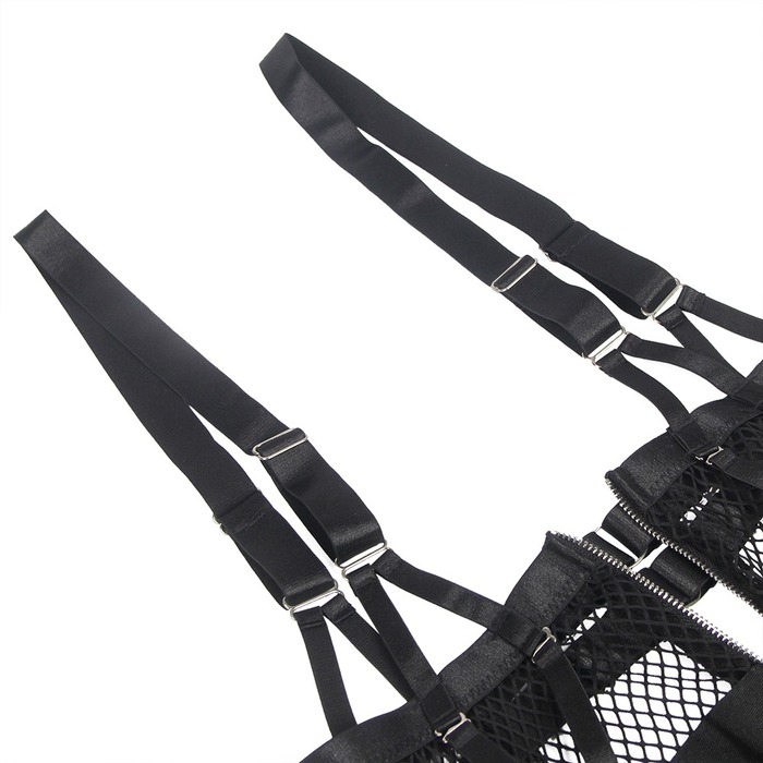 Платье-костюм Star Night с застежками-молниями и пажами для чулков, черный, XL (без коробки)