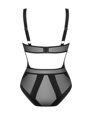 Боди с полупрозрачными вставками Chic Amoria Obsessive, черное, XS/S