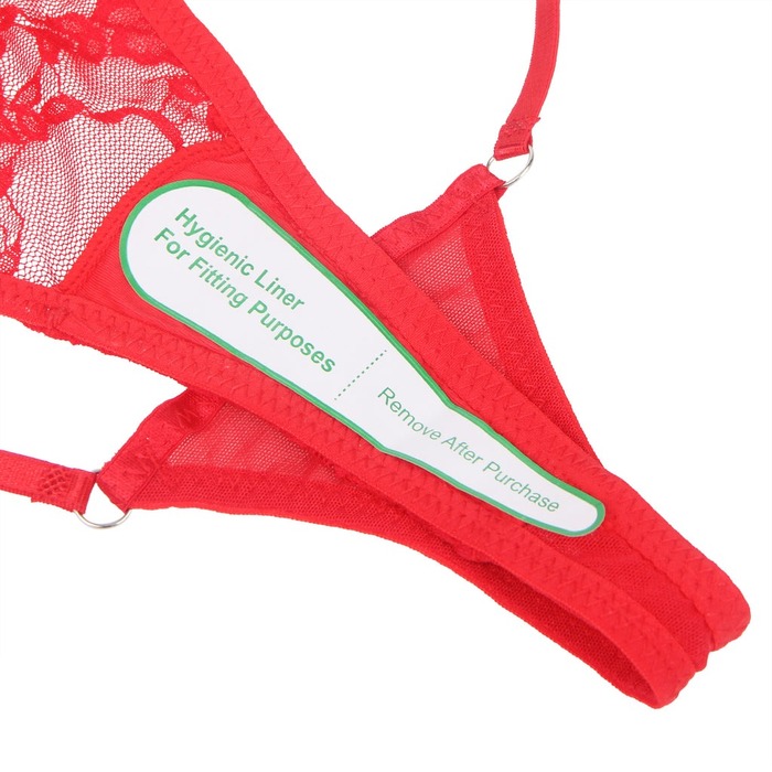 Мереживні стрінги StarNight з прикрасою стразами, червоні, S