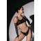 SKINELLE Crystal Mesh Комплект— Блискучий Сет із Сітки з Кристалами для Сцени, Пілона та Танців на Підборах - чорний