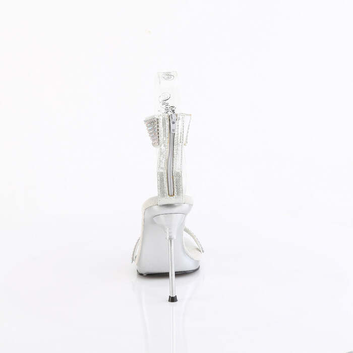 Босоножки Chic-40, каблук 4 1/2 дюйма, ремешок на щиколотке шириной 1/4 дюйма, с ремешком на щиколотке, молния сзади, серебристые