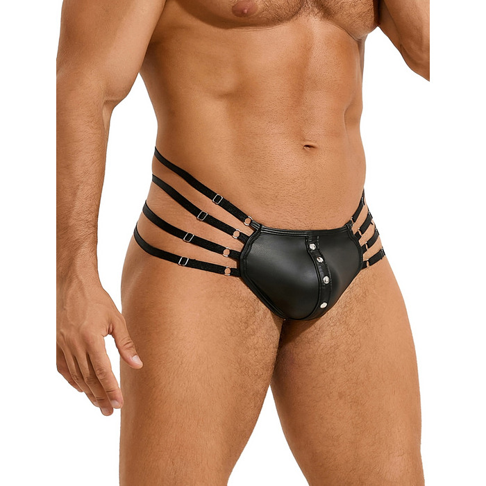 Стринги мужские черные STAR Night с регулирующими резинками по бокам, M