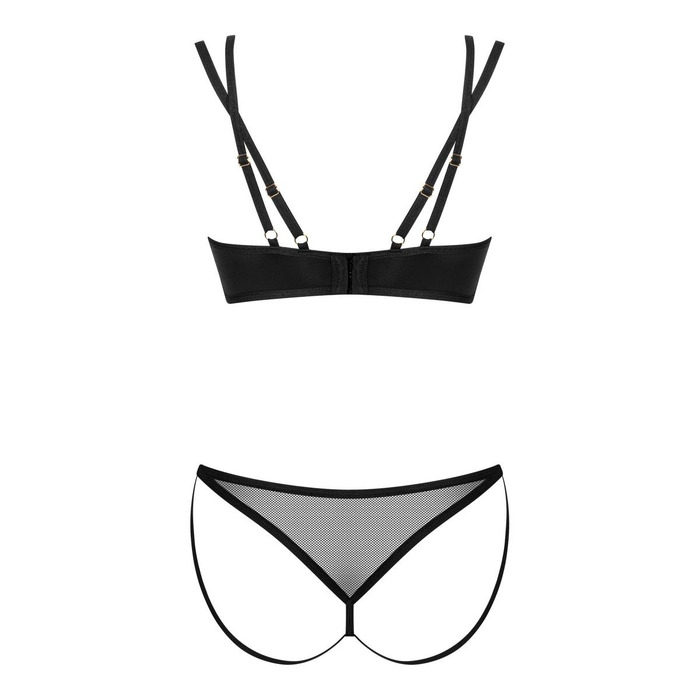 Комплект белья со вставками из сеточки, Nesari 2-pcs set, черный, XS/S