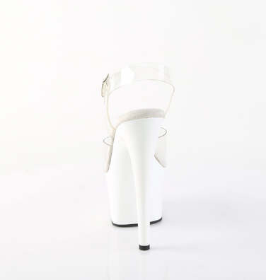 Босоніжки Adore-708 на підборах 7 дюймів, босоніжки з ремінцем на щиколотці 2 3/4 дюйма, прозорі/білі