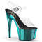 Босоніжки Pleaser Adore-708 на підборах 7 дюймів, з ремінцем на щиколотці 2 3/4 дюйма, прозорий/бірюзовий хром