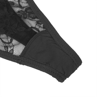 Мереживні стрінги StarNight з прикрасами стразами, чорні, S