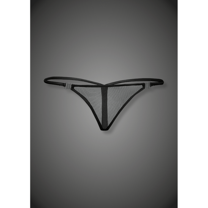 Трусики сітка стрінги з застібками F119 Noir Handmade L