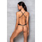 Боді з декоративними ремінцями та відкритим доступом, екошкіра TASMINA BODY black S/M - Passion