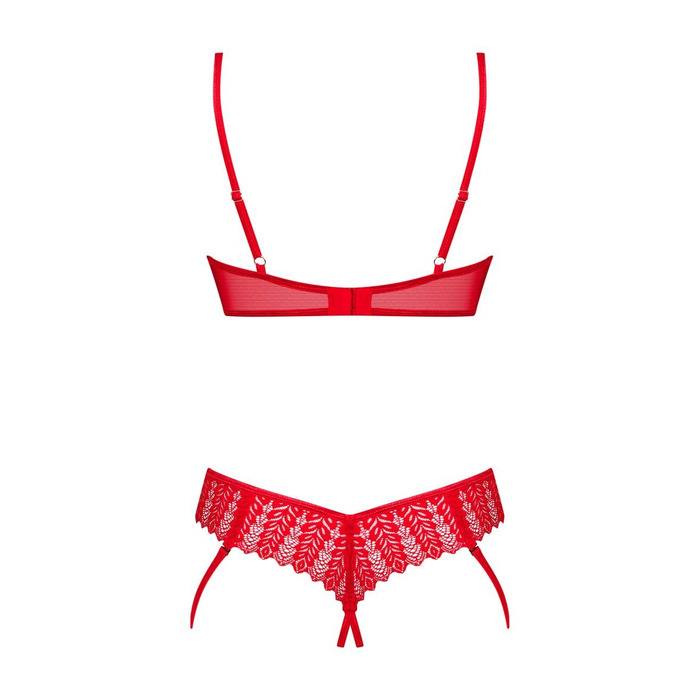 Комплект с открытым доступом Obsessive Ingridia, красный, XS/S