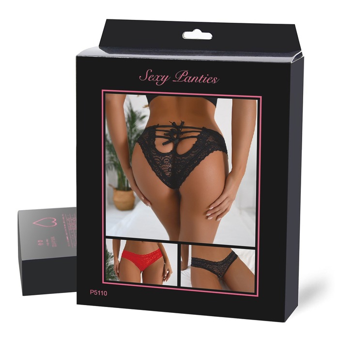 Сексуальные кружевные трусики-бикини Star Night черные, XL