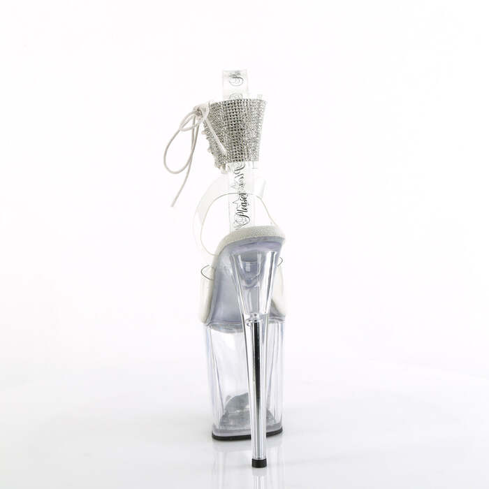 Босоножки Flamingo-891-2RS, каблук 8 дюймов, манжета на щиколотке 4 дюйма, украшенная стразами, прозрачные