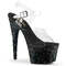 Босоніжки Pleaser Adore-708MG на підборах 7 дюймів, босоніжки з ремінцем на щиколотці 2 3/4 дюйма з міні-блискітками, прозорі/чорні