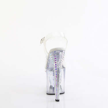 Босоніжки Enchant-708RS-02 на підборах 8 дюймів, босоніжки з ремінцем на щиколотці 3 3/4 дюйма з прикрашеними стразами, прозорі