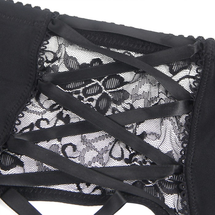 Мужской пояс кружевной с подвязками Star Night черный, L