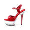 Босоніжки Pleaser Captiva-609 6 дюймів з ремінцем на щиколотці PF на підборах, червоні/прозорі