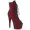 Ботинки Pleaser Adore-1021FS *7-дюймовый каблук, 2 3/4-дюймовый PF-ботинок с открытым носком, шнуровкой, молния сбоку, бордовый