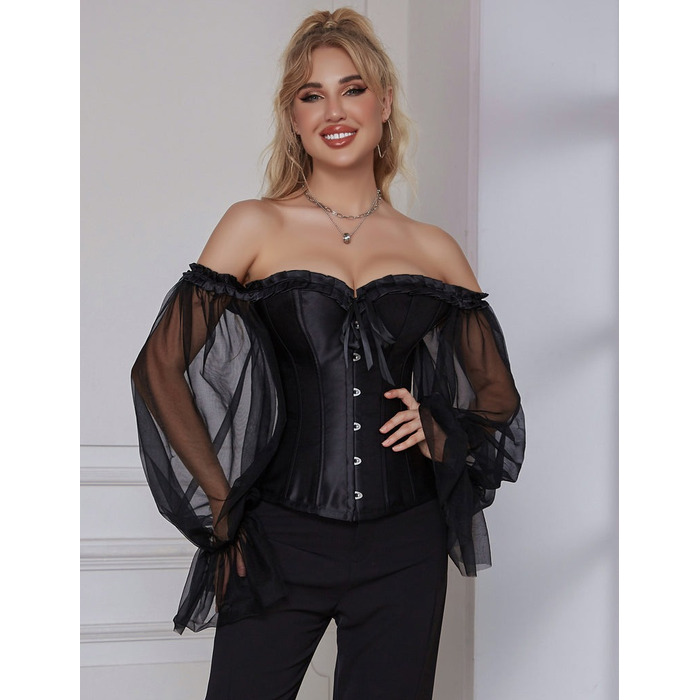 Корсет с рукавами Star Night 12 Plastic Bones на завязках лентах, черный, XS