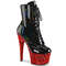 Чоботи Pleaser Bejeweled-1020-7 *7 дюймів на підборах, 2 3/4 дюйма з передньою шнурівкою та блискавкою збоку, чорні/червоні