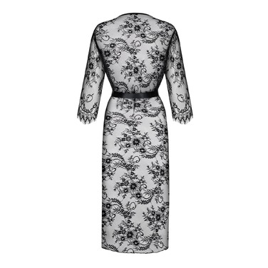 Пеньюар Obsessive Lashy напівпрозорий мереживний, чорний, S/M