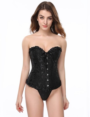 Корсет с цветочным принтом Star Night Corset Top с крючками и шнуровкой, черный, XS (без коробки)