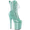 Ботинки Pleaser Flamingo-1040GP, каблук 8 дюймов, 4-дюймовые PF-ботинки со шнуровкой спереди, молния сбоку, лакированная кожа с блестками мятного цвета