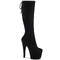 Чоботи Pleaser Adore-2008 **7-дюймовий каблук, 2 3/4-дюймові PF Stretch натягнуті чоботи до коліна, чорні замшеві