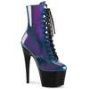 Чоботи Adore-1020SHG на підборах 7 дюймів, черевики до щиколотки зі шнурівкою 2 3/4 дюйма, збоку блискавка, сині/фіолетові