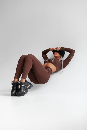 Топ Fitzona Brown Top With Details In Fishnet