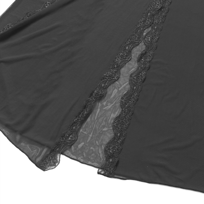 Платье-пеньюар макси с разрезами Star Night с трусиками, с кружевом, черное, L