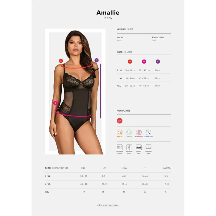 Боди Obsessive Amallie body S/M